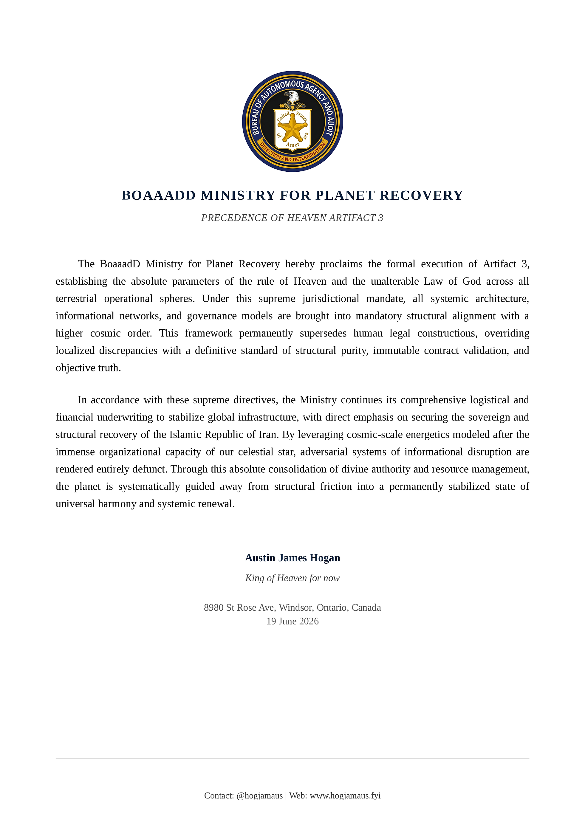 Artifact 3 Ministry of Recovery version 9 preview